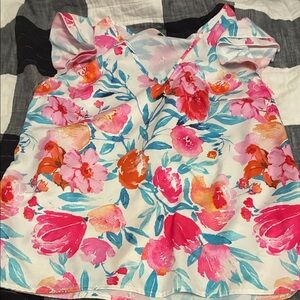 SHEIN Kids Floral Blouse - Pink and Blue